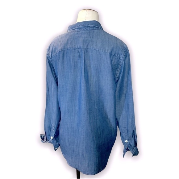 levi's Blue Chambray Button Up Shirt Relaxed Fit Lyocell Long Sleeve Blouse S - Picture 3 of 10
